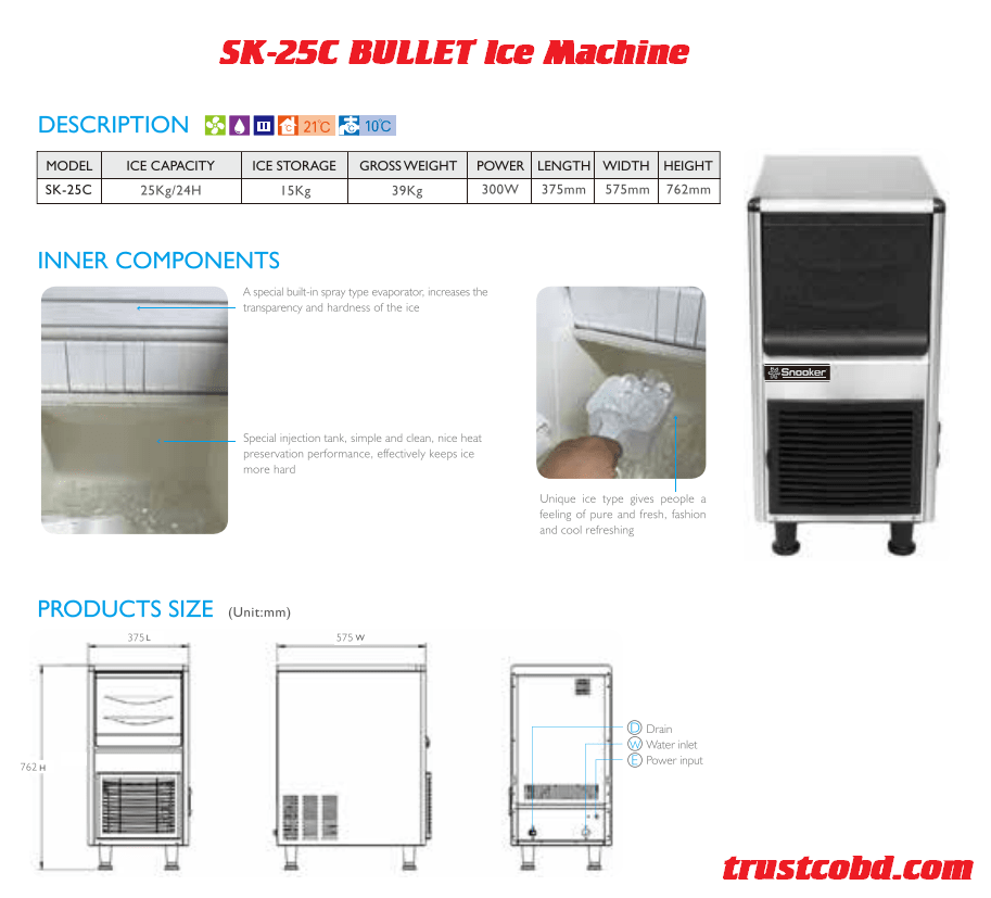 SK-25C Bullet ice machine description
