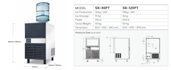 Snooker SK-80PT Cube Ice Machine with Output of 36kg in 24h 1